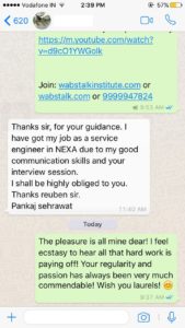 Another Wabs Talk student got placed by clearing NEXA Interview! | Wabs Talk Review